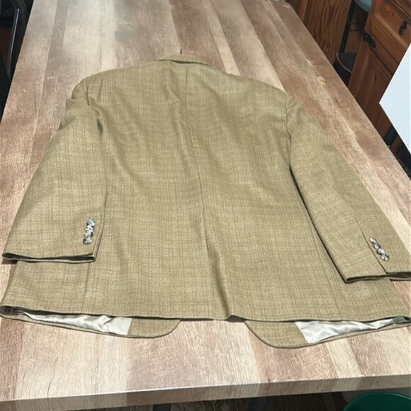 Hart Schaffner Marx Men’s Sport Coat 46R USA Made  Tan Imported Fabric Blazer - Picture 3 of 6